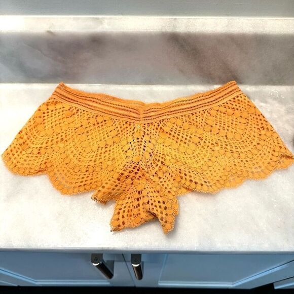 NWT Victoria's Secret Dream Angels Low rise Crochet Shortie Light Orange Small - Picture 2 of 3